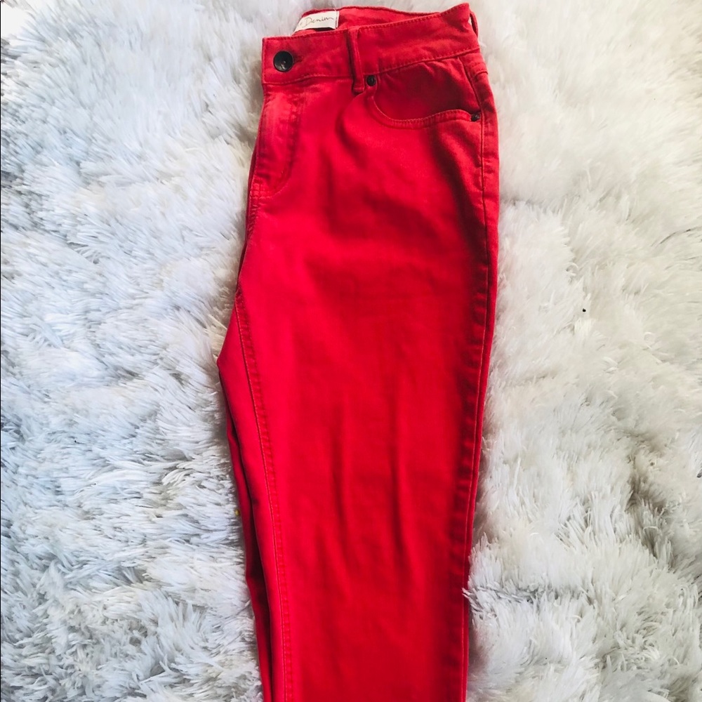 Vibrant Orange Skinny Capri Jeans